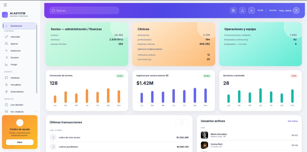 AI Server Control dashboard